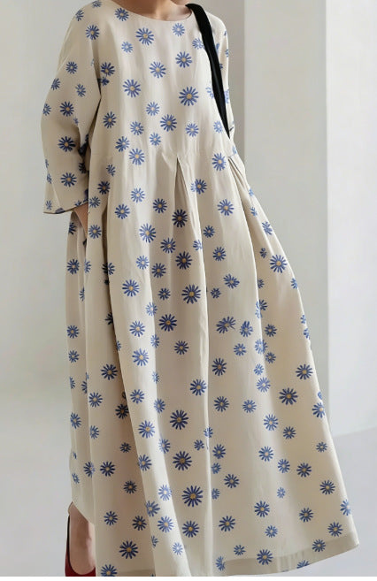 Women's Loose Round-Neck Printed Dress