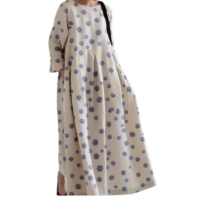 Women's Loose Round-Neck Printed Dress