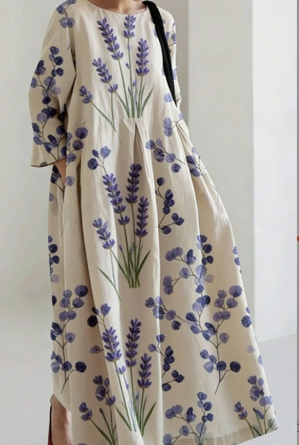 Women's Loose Round-Neck Printed Dress