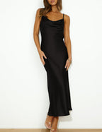 Fashionable Shoulder Straps Slim-fit Sexy Backless Lace-up Long Dress Robe
