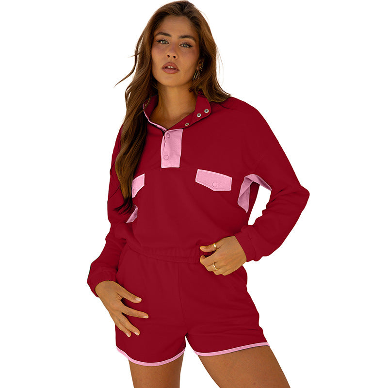 Fashionable Versatile Multi-color Womens Long-sleeve Two-piece Set