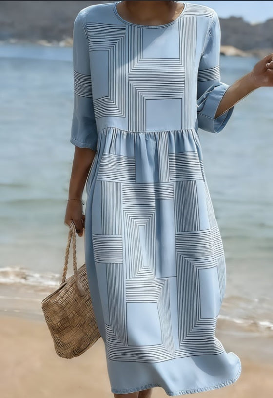 New Floral Art Print Casual Resort Dress