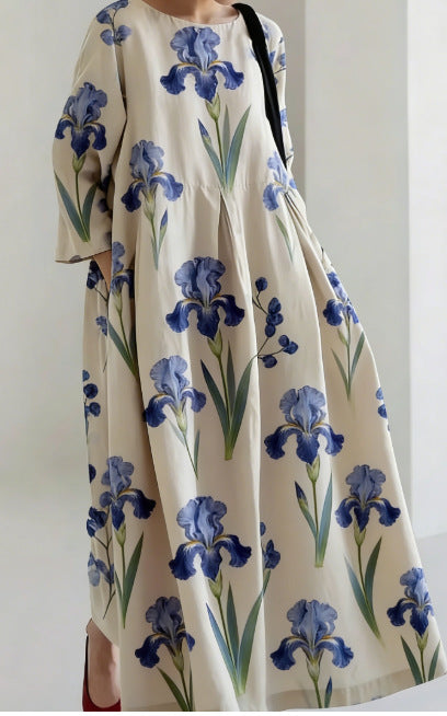 Women's Loose Round-Neck Printed Dress
