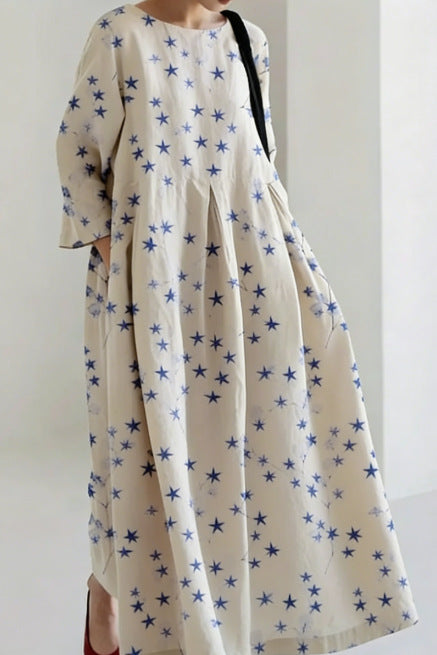 Women's Loose Round-Neck Printed Dress