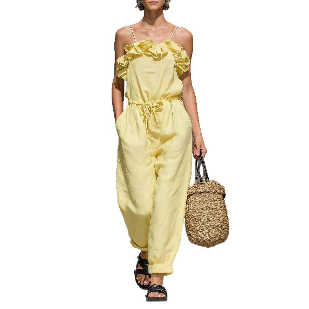 Women's Off-Shoulder Ruffled Wide-Leg Jumpsuit