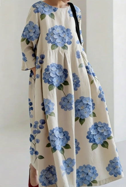 Women's Loose Round-Neck Printed Dress