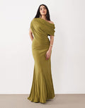 Off shoulder wrap bodice detail maxi dress