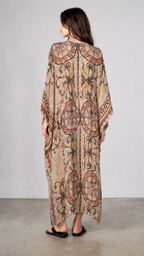 Mosaic Print V-Neck Kaftan Maxi Dress