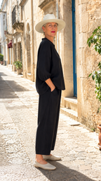 Relaxed Linen-Look Balloon Sleeve Top & Wide Leg Pant Set