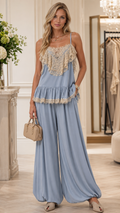 Lace Ruffle Cami Top & Balloon Wide Leg Pants Two-Piece Set