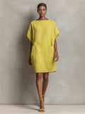 Womens Loose-Fitting Boatneck Dress With Batwing Sleeves And Large Pockets