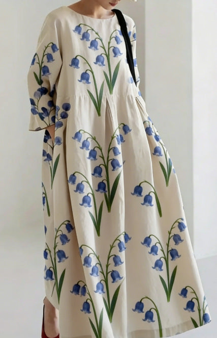 Women's Loose Round-Neck Printed Dress