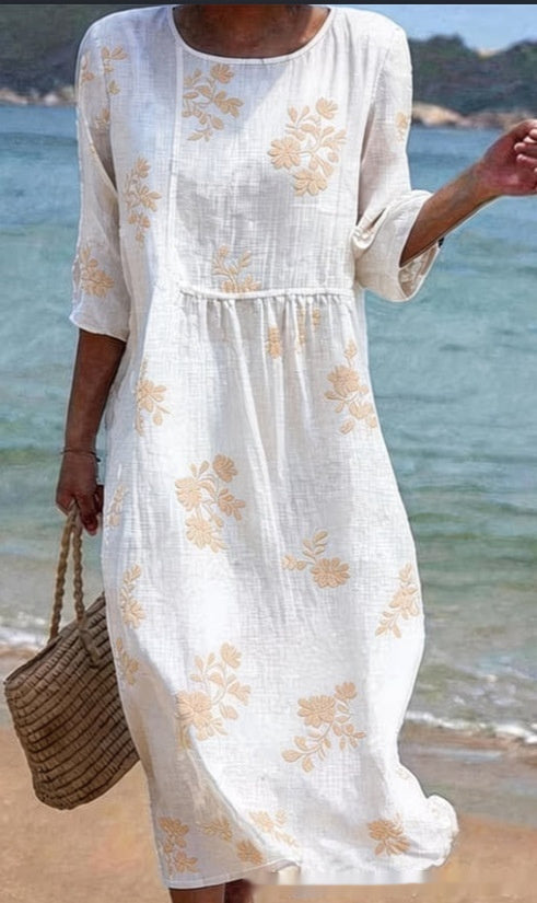 New Floral Art Print Casual Resort Dress