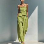 Gold-buckle Decorated Camisole And Pants Set