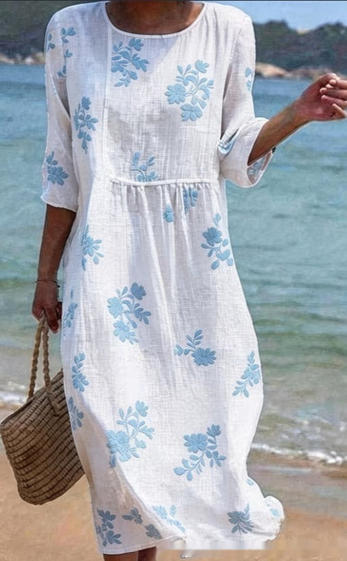 New Floral Art Print Casual Resort Dress