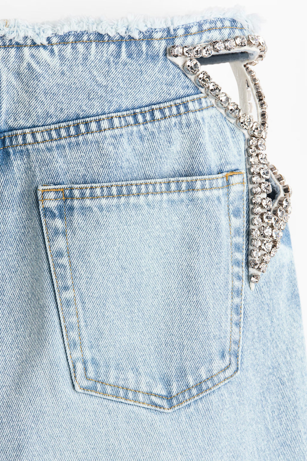 Rhinestone Cutout Wide Leg Jeans